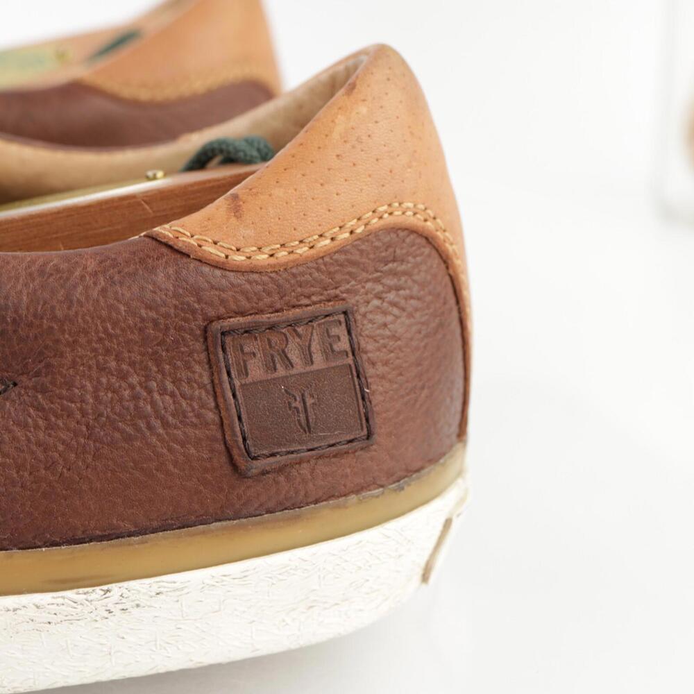 FRYE Mens Aaron Sneaker Size 11.5 Brown Leather Casual Shoes Low Lace Up Trainer - Picture 6 of 14